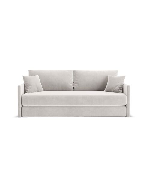 Canapé convertible velours Shannon 3 places beige - 209x94x87 cm