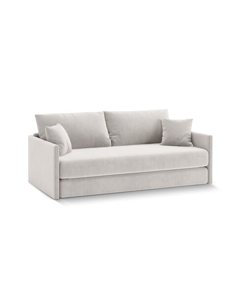 Canapé convertible velours Shannon 3 places beige - 209x94x87 cm