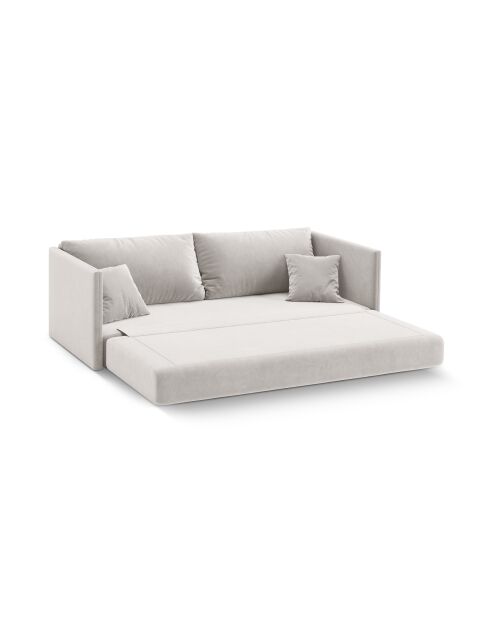 Canapé convertible velours Shannon 3 places beige - 209x94x87 cm