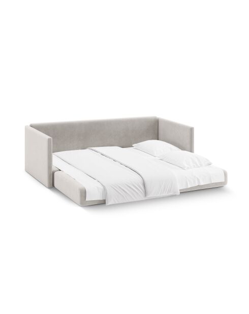 Canapé convertible velours Shannon 3 places beige - 209x94x87 cm