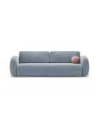 Canapé velours convertible avec coffre de rangement Tonale 3 places bleu gris - 262x105x88 cm