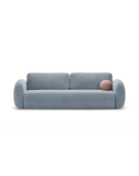 Canapé velours convertible avec coffre de rangement Tonale 3 places bleu gris - 262x105x88 cm