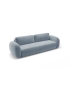 Canapé velours convertible avec coffre de rangement Tonale 3 places bleu gris - 262x105x88 cm