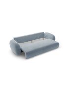 Canapé velours convertible avec coffre de rangement Tonale 3 places bleu gris - 262x105x88 cm