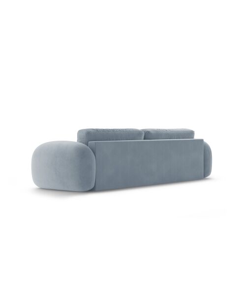 Canapé velours convertible avec coffre de rangement Tonale 3 places bleu gris - 262x105x88 cm