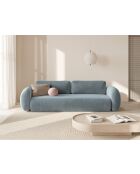 Canapé velours convertible avec coffre de rangement Tonale 3 places bleu gris - 262x105x88 cm