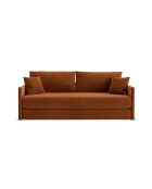 Canapé convertible velours Shannon 3 places terracotta - 209x94x87 cm