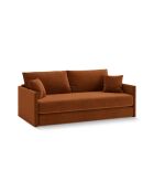 Canapé convertible velours Shannon 3 places terracotta - 209x94x87 cm