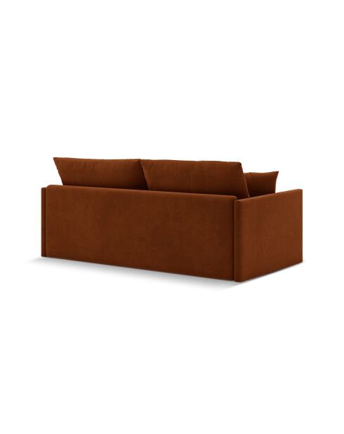 Canapé convertible velours Shannon 3 places terracotta - 209x94x87 cm
