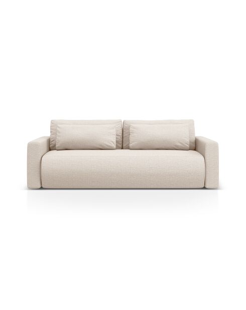 Canapé convertible avec coffre de rangement Belfast 3 places beige - 238x105x84 cm