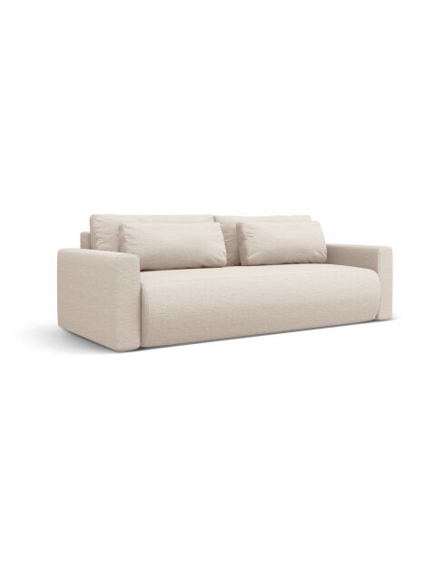 Canapé convertible avec coffre de rangement Belfast 3 places beige - 238x105x84 cm