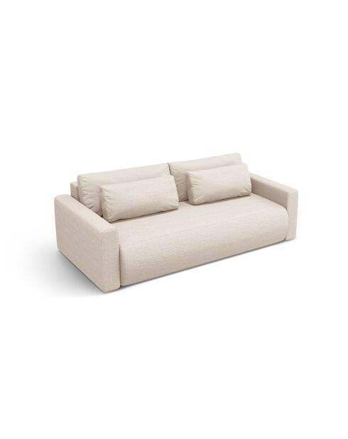 Canapé convertible avec coffre de rangement Belfast 3 places beige - 238x105x84 cm