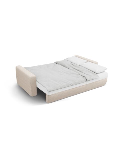 Canapé convertible avec coffre de rangement Belfast 3 places beige - 238x105x84 cm