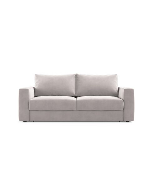 Canapé convertible velours Grena 3 places gris clair - 205x100x90 cm