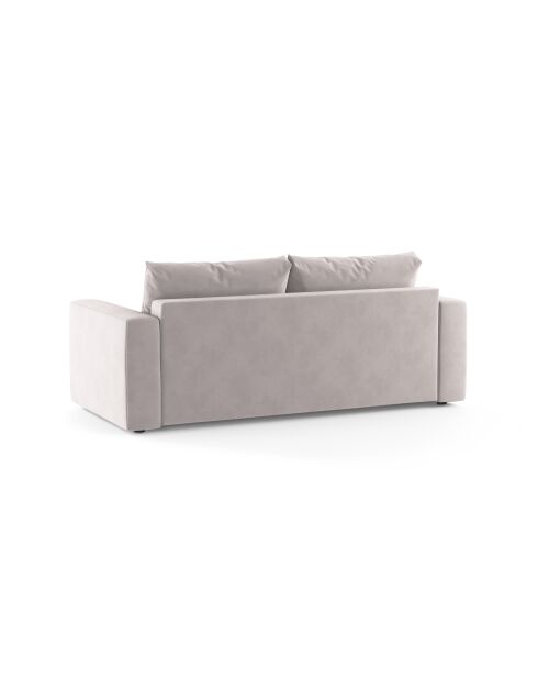 Canapé convertible velours Grena 3 places gris clair - 205x100x90 cm