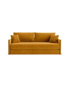 Canapé convertible velours Shannon 3 places jaune - 209x94x87 cm