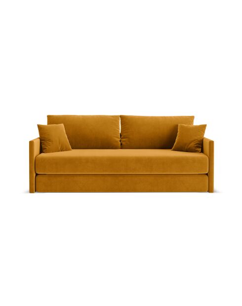 Canapé convertible velours Shannon 3 places jaune - 209x94x87 cm