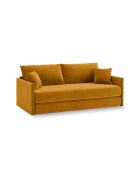 Canapé convertible velours Shannon 3 places jaune - 209x94x87 cm
