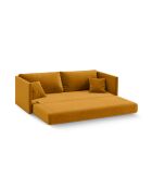 Canapé convertible velours Shannon 3 places jaune - 209x94x87 cm