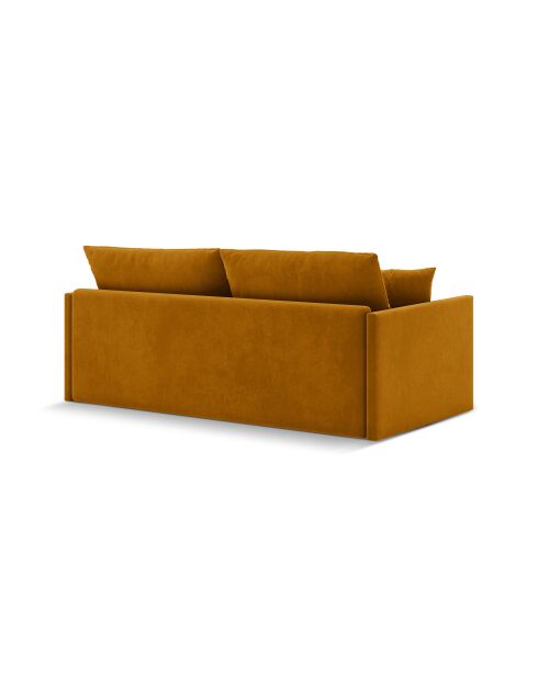 Canapé convertible velours Shannon 3 places jaune - 209x94x87 cm