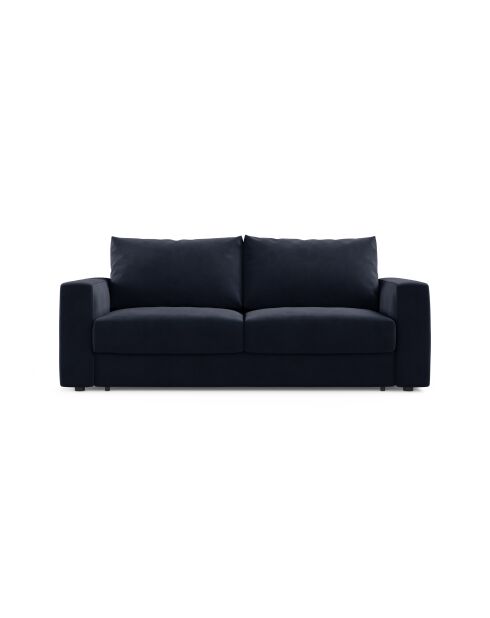 Canapé convertible velours Grena 3 places bleu roi - 205x100x90 cm