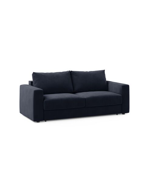 Canapé convertible velours Grena 3 places bleu roi - 205x100x90 cm