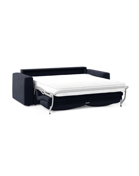 Canapé convertible velours Grena 3 places bleu roi - 205x100x90 cm