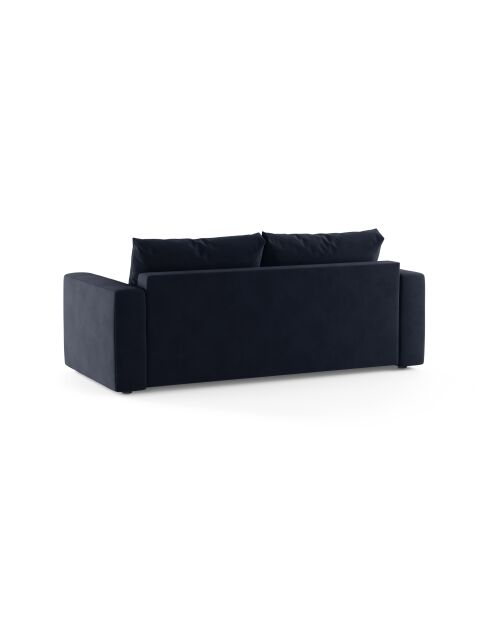 Canapé convertible velours Grena 3 places bleu roi - 205x100x90 cm