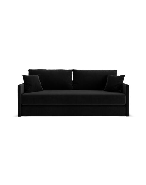 Canapé convertible velours Shannon 3 places noir - 209x94x87 cm