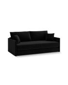 Canapé convertible velours Shannon 3 places noir - 209x94x87 cm