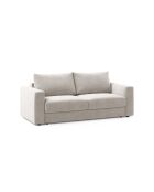 Canapé convertible velours Grena 3 places beige - 205x100x90 cm