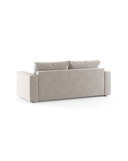 Canapé convertible velours Grena 3 places beige - 205x100x90 cm