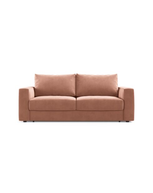 Canapé convertible velours Grena 3 places rose - 205x100x90 cm