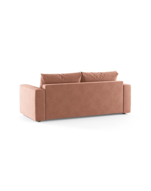 Canapé convertible velours Grena 3 places rose - 205x100x90 cm