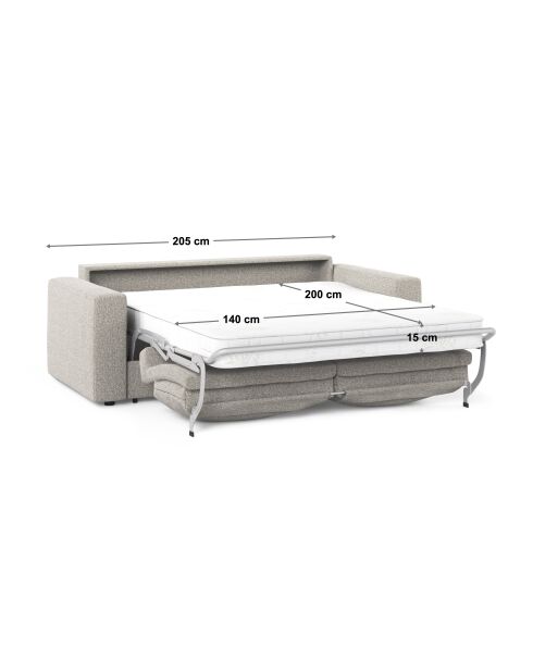 Canapé convertible velours Grena 3 places rose - 205x100x90 cm