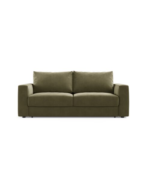 Canapé convertible velours Grena 3 places vert - 205x100x90 cm