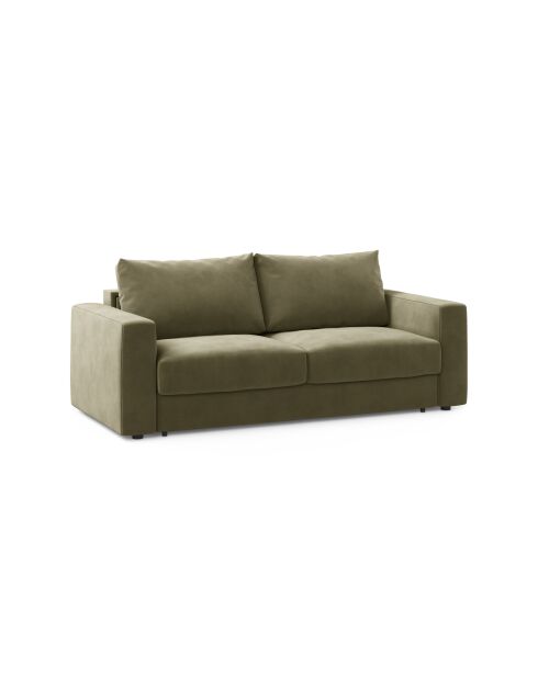 Canapé convertible velours Grena 3 places vert - 205x100x90 cm