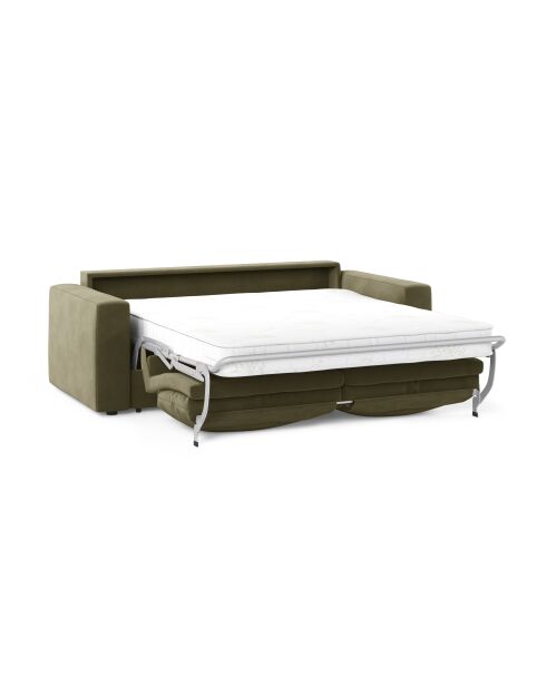 Canapé convertible velours Grena 3 places vert - 205x100x90 cm