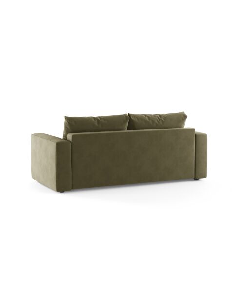 Canapé convertible velours Grena 3 places vert - 205x100x90 cm