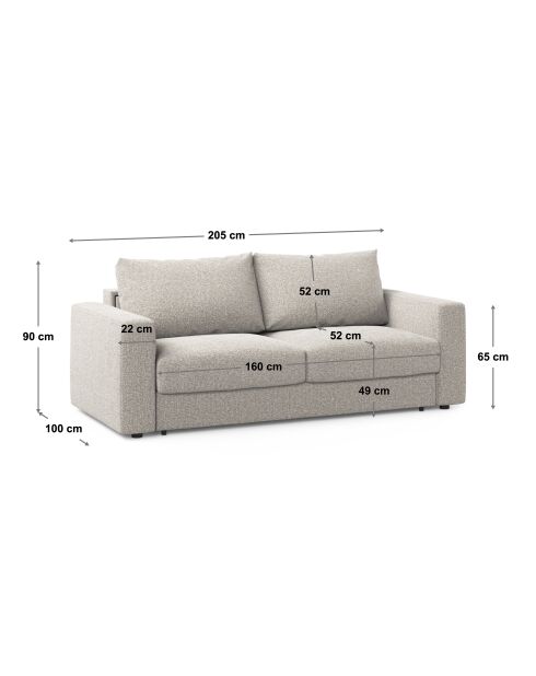 Canapé convertible velours Grena 3 places vert - 205x100x90 cm