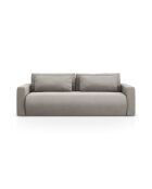 Canapé velours convertible avec coffre de rangement Belfast 3 places gris chaud - 238x105x84 cm