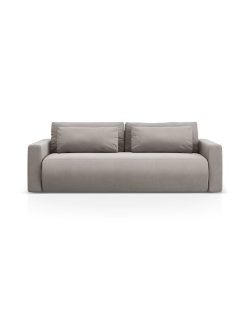 Canapé velours convertible avec coffre de rangement Belfast 3 places gris chaud - 238x105x84 cm