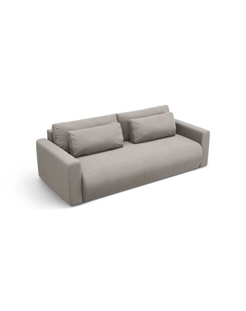Canapé velours convertible avec coffre de rangement Belfast 3 places gris chaud - 238x105x84 cm