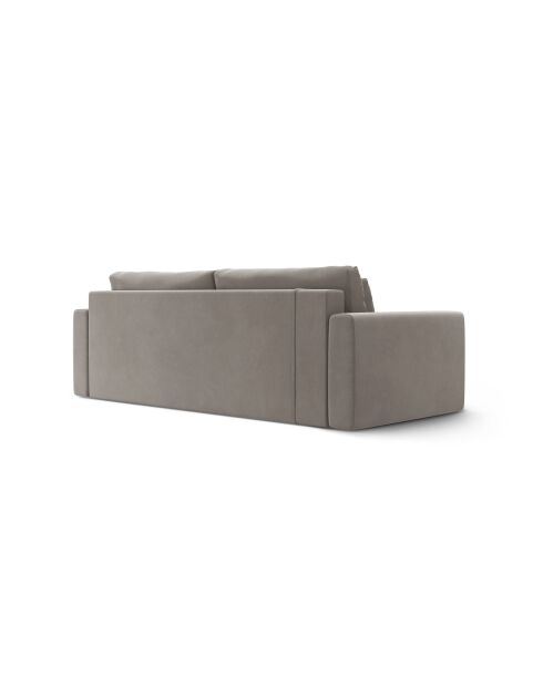 Canapé velours convertible avec coffre de rangement Belfast 3 places gris chaud - 238x105x84 cm