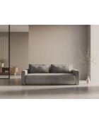 Canapé velours convertible avec coffre de rangement Belfast 3 places gris chaud - 238x105x84 cm