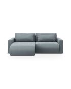 Canapé d'angle en velours convertible avec rangement Belfast 3 places bleu gris - 240x149x84 cm
