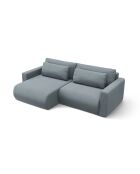 Canapé d'angle en velours convertible avec rangement Belfast 3 places bleu gris - 240x149x84 cm