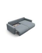 Canapé d'angle en velours convertible avec rangement Belfast 3 places bleu gris - 240x149x84 cm