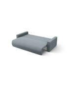 Canapé d'angle en velours convertible avec rangement Belfast 3 places bleu gris - 240x149x84 cm