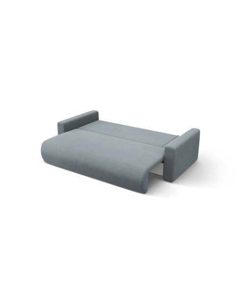 Canapé d'angle en velours convertible avec rangement Belfast 3 places bleu gris - 240x149x84 cm